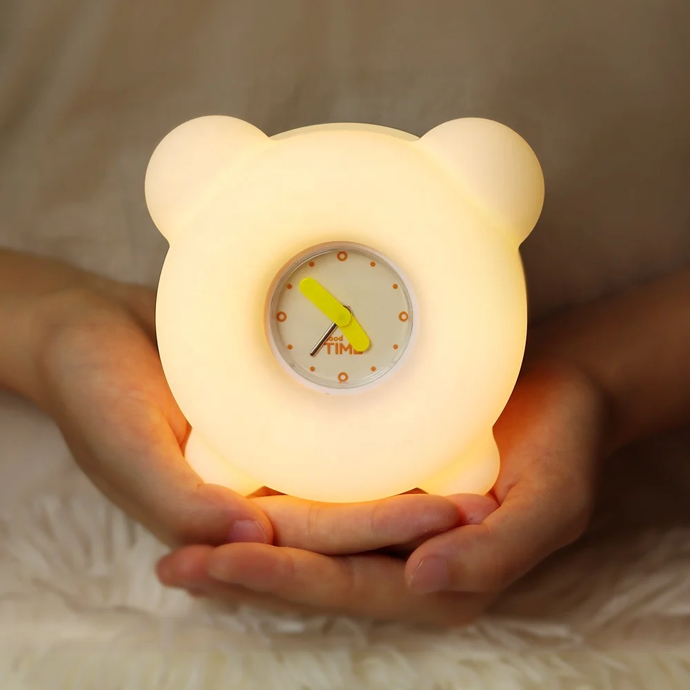 Hot Sale Silicone Clock Silicon Led Night Light Up Toys for Kids Room Led Cute Alarm Clock And Speaker