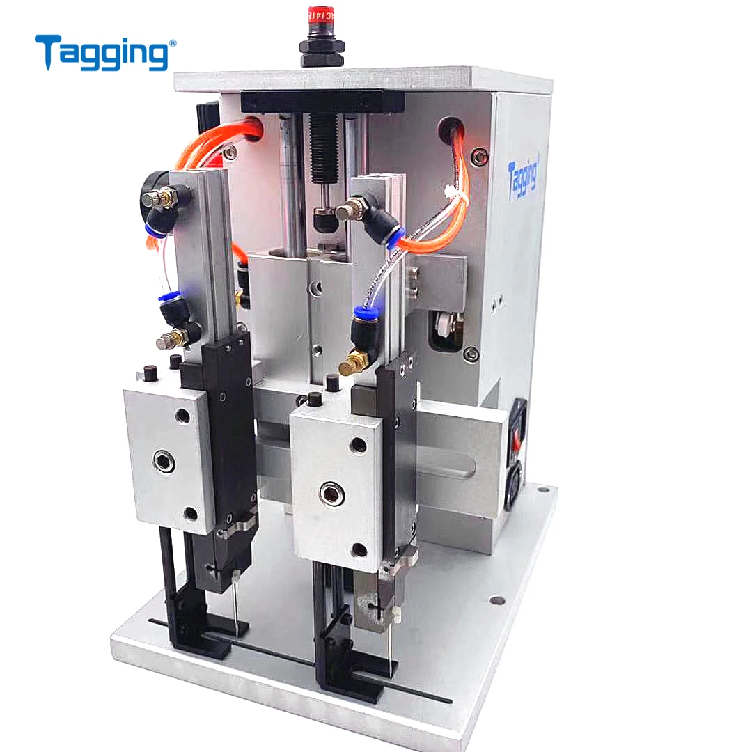 Double-needles pneumatic automated portable tagging machine for garments label gloves towels glove