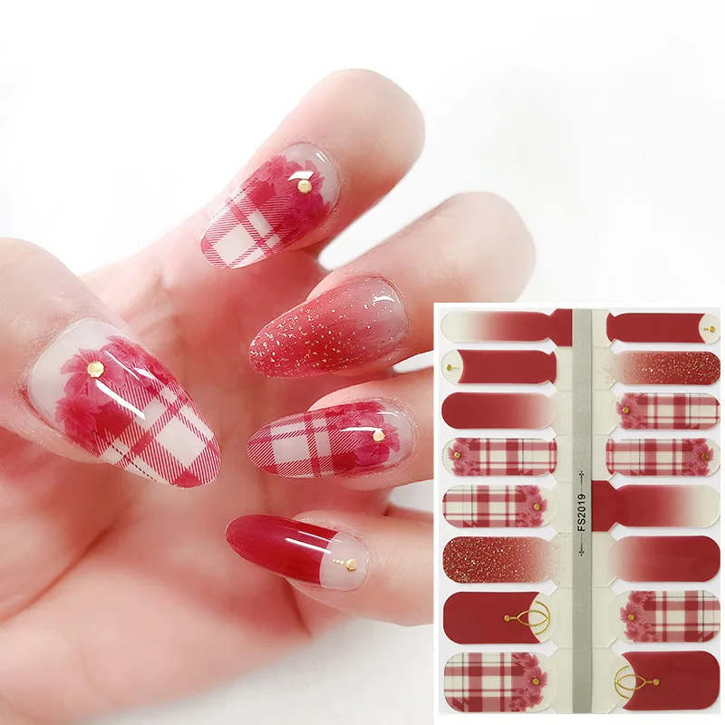 Wholesale Semi Cured Gel Nail Sticker Long Lasting New Arrival Styles Uv Gel Nail Sticker Kit With Uv Lamp For Girls