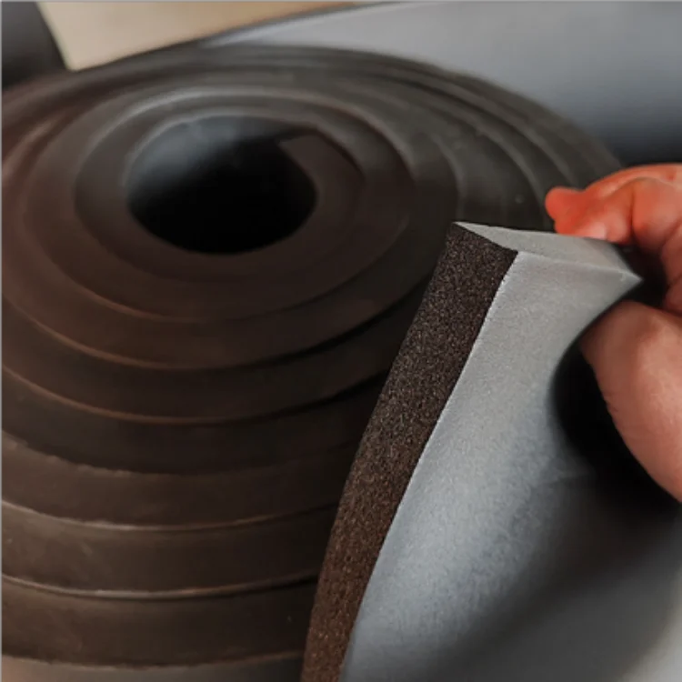 Multi-functional acoustic fireproof rubber foam thermal insulation board roll with adhesive