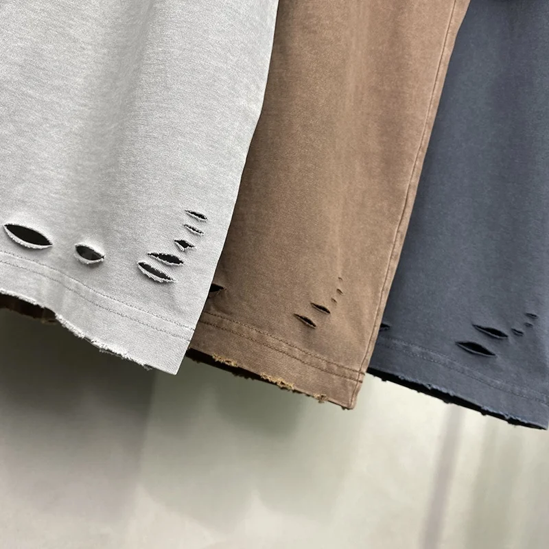 Acid Washed Distressing T Shirt Distressed Tshirt Heavyweight Hip Hop Stone Oversized Custom Vintage Customized Men Jersey Blank