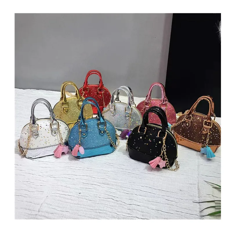 Оптовая продажа детская маленькая сумка-ракушка Женская мини-сумка через плечо Милая с блестками для маленьких девочек Детский кошелек