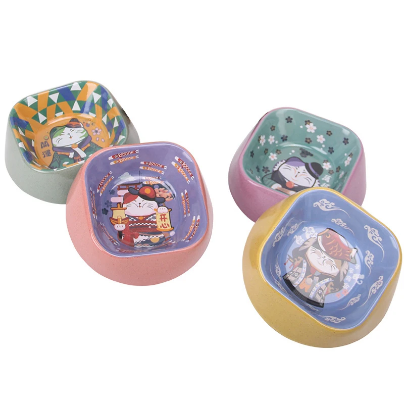 Милая миска для домашних животных из бамбукового волокна, миска для еды для кошек, собак, щенков