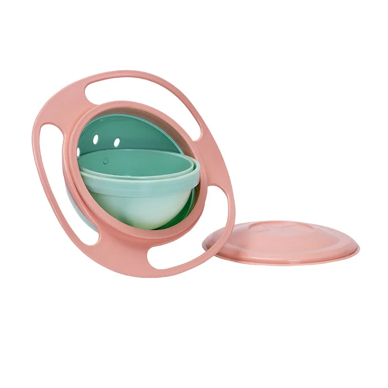 New Arrival Kids Eating Training 360 Degree Rotation Balance Bowl Universal Snack Bowl Dish with Spill Proof Lid