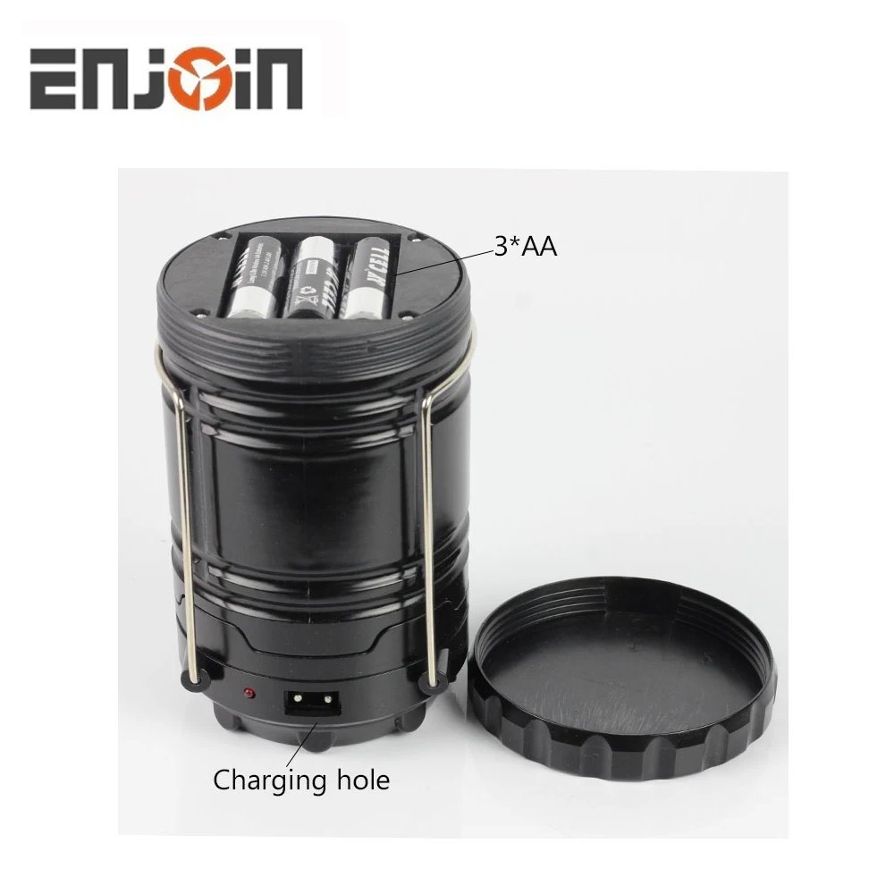 ENJOIN Factory Supply Cheap Plastic Outdoor Multi-functional Solar Power Rechargeable LED Camping Lantern Light