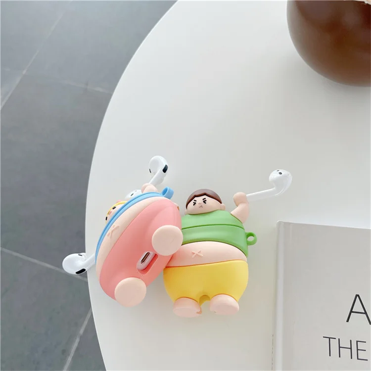 New Lovely Cartoon Earphone Covers Funny Boy Girl Weightlifting Silicone Case For Airpods 1 2 for AirPods Pro