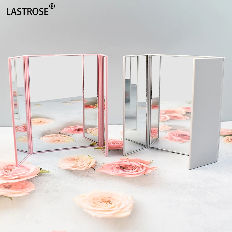Triple fold makeup mirror portable folding mirror high-definition handheld plastic mirrors