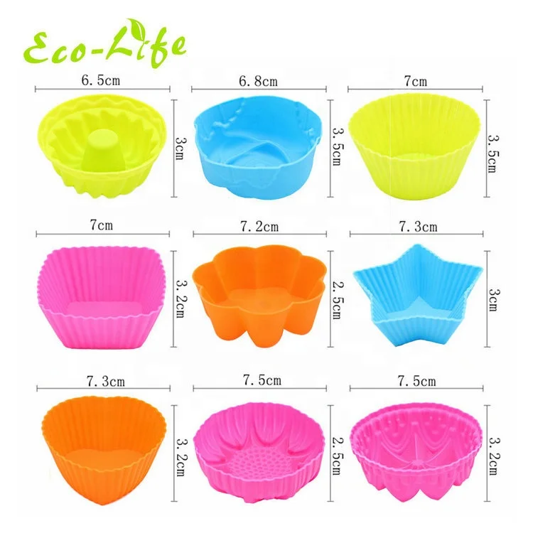 Custom Silicone Maker DIY 9 Shape Cake Muffin Cupcake Baking Mold Round Shaped Cupcake Baking Decorating Tools