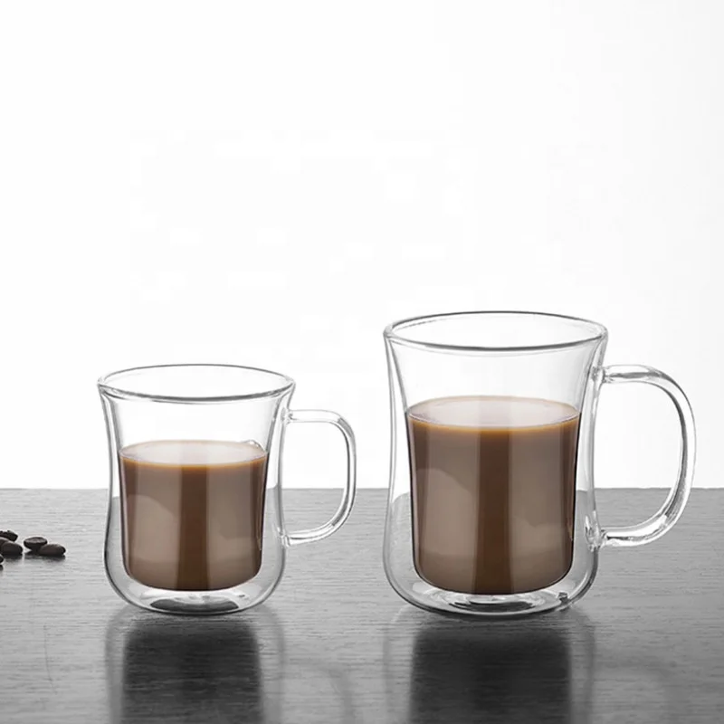200ml  350ml 400ml  high Borosilicate milk mugs tea mugs Insulated double wall glass coffee cup