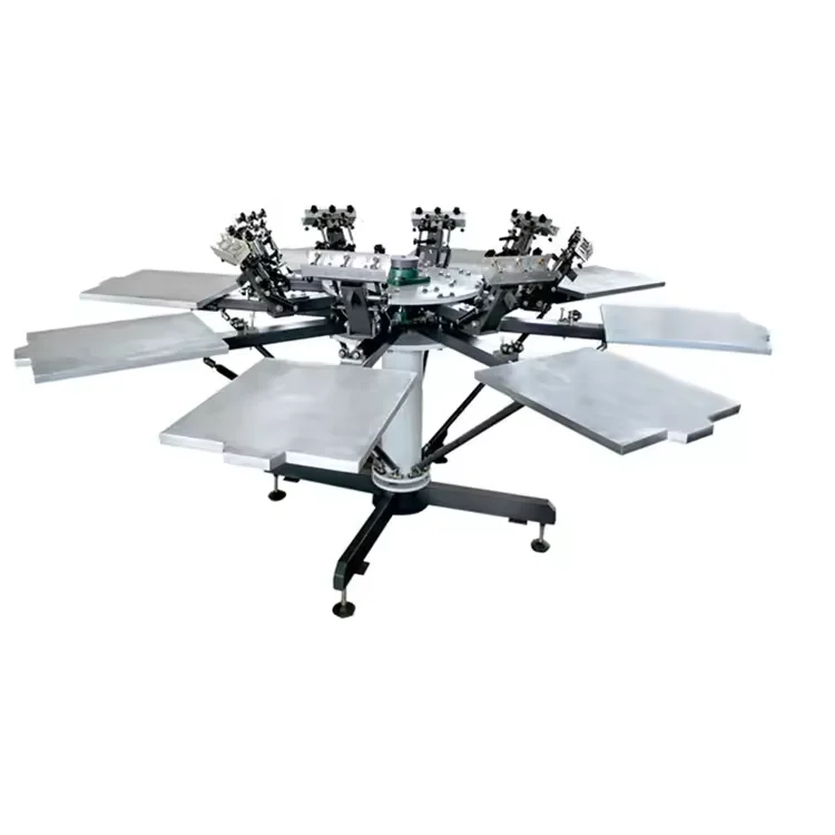 Manual Flat 4/6/8 Colour Screen Printing Machine For T-shirt,4/6/8 Station Screen Printer