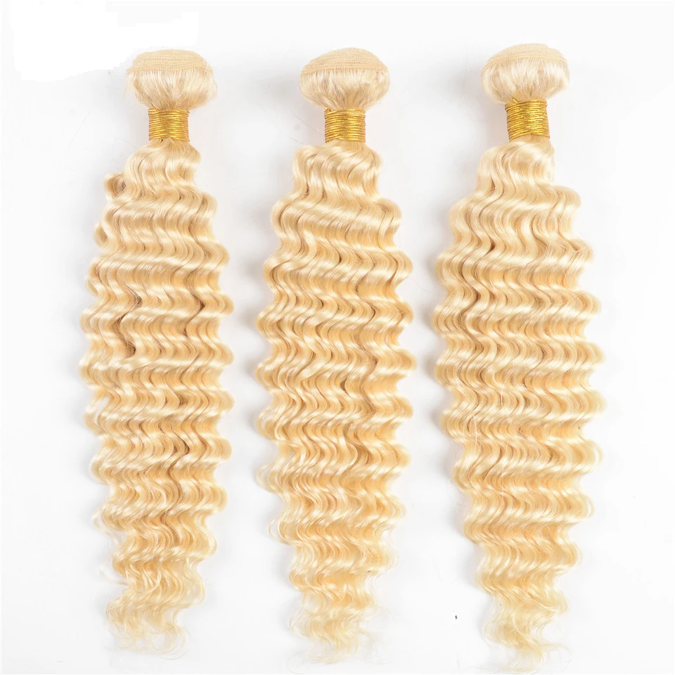 
human hair extensions 613# deep wave brazilian virgin hair bundles double weft cuticle aligned virgin hair 