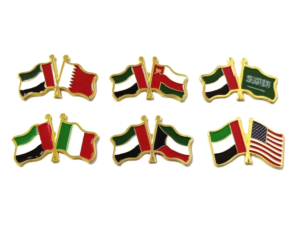 Ready to ship UAE United Arabia Emirates National flag pin badge, Hot sales custom soft enamel UAE national day magnet lapel pin