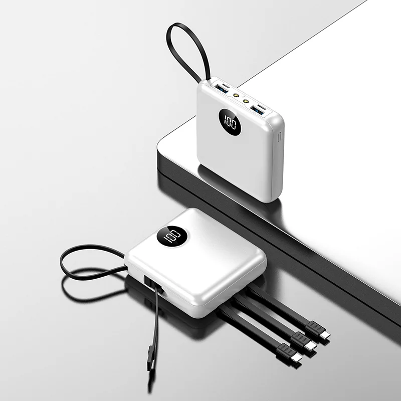 Top Selling 2022 custom logo External Battery USB Power Station 10000mAh 2A Portable Mobile Phone Charger with cable Power Banks