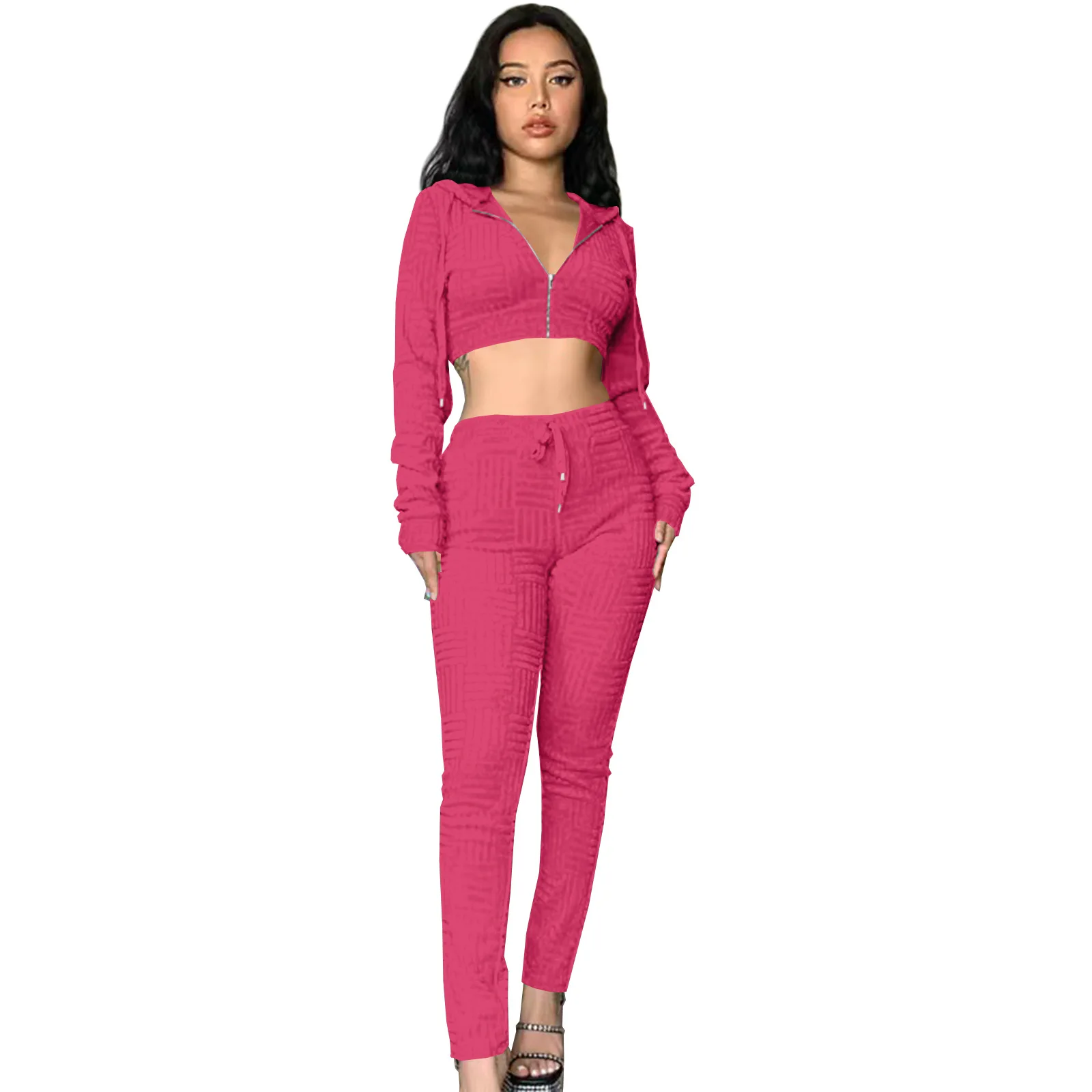 2022 Wholesale Clothes Sweatpants Two Piece Sets Fall Crop Jacket Outfits Towel Clothing 2 Piece Pants Jogger Set