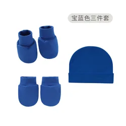 Newborn fetal hat+mittens+foot cover set summer single layer baby hat set