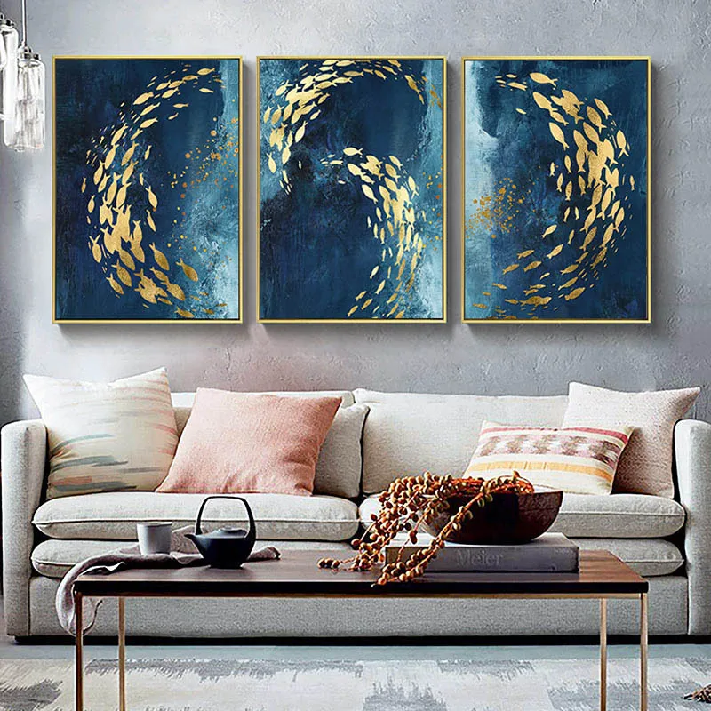  Modern Frameless Deep Sea Fish Printing wall art home decoration 2 living room picture