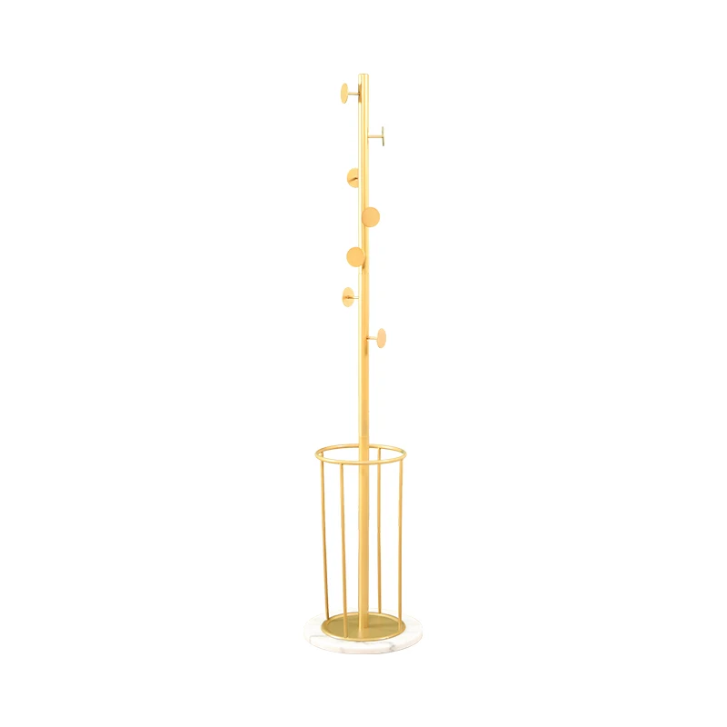 Nordic Style Clothes Hanger Bedroom Light Luxury Gold Floor-Standing Metal Marble Coat Rack