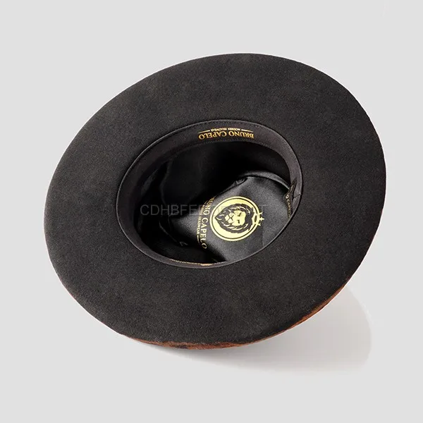 High Quality Unisex Australia Wool Vintage Distressed Large Brim Black Fedora Hats For Men