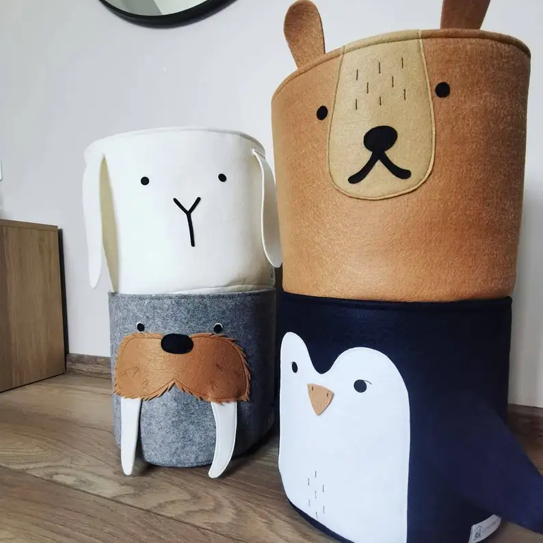Clothes Storage Box Laundry Basket Kid Toy Storage Baskets Felt Round Storage Basket