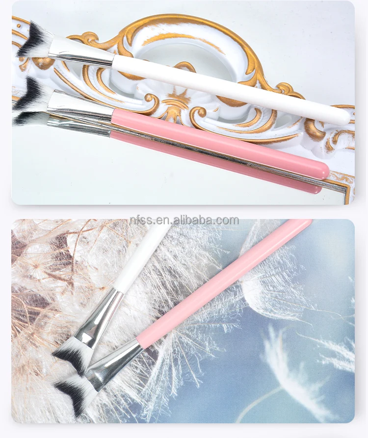  Private Label Eyeshadow Cleansing Remover Lash Extension Cleanser Cleaning Makeup Brushes Curved Fluffy Eyelash  Brush