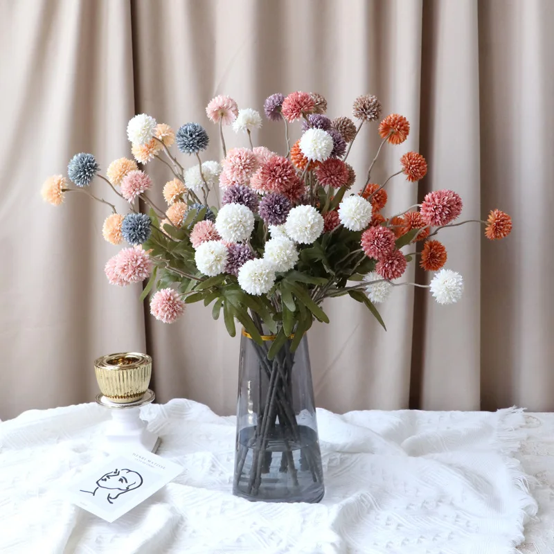 5 Heads Kiku Flower Home Decors Floral Arrangement Wedding Props Artificial Flower Faux Chrysanthemum