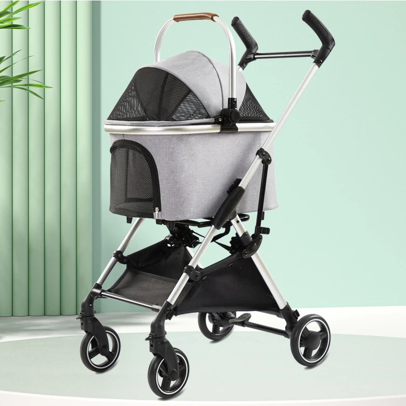 Pet Dog Stroller Luxury 4 Wheels Pet Stroller Folding Travel Carrier Easy One-Hand Fold Luxury Pet Dog Stroller