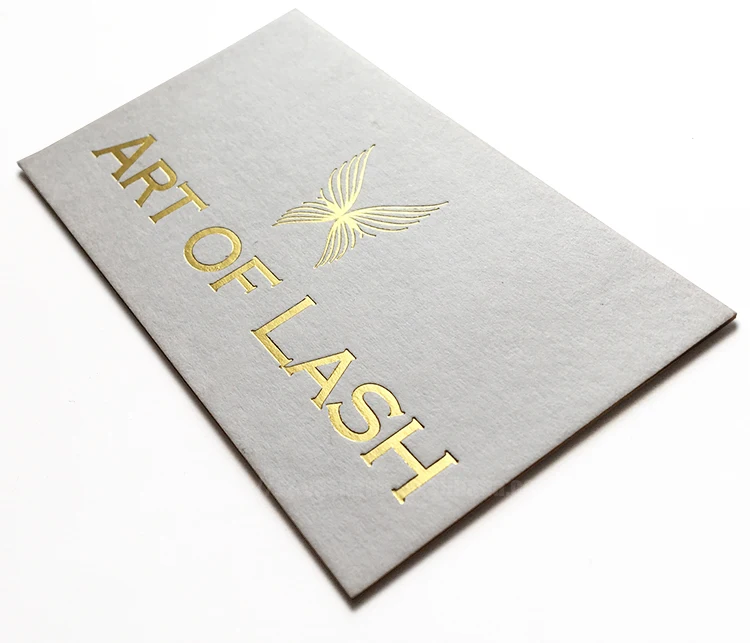 White gold foil logo paper visit & gift card business cards embossed