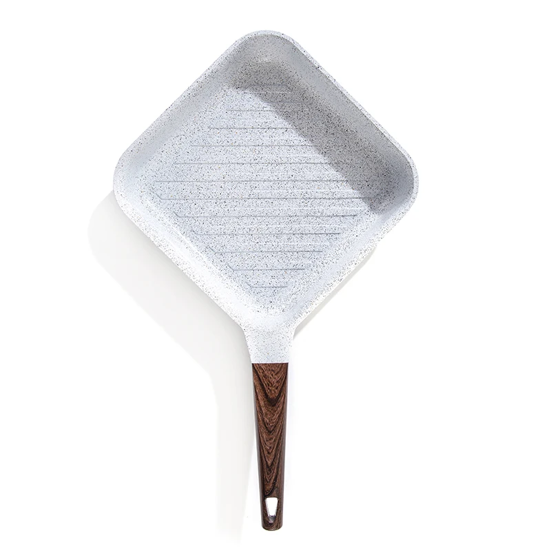 MGC German Bevel Series 24cm Square Frying Pan White Non-stick Pan Aluminum Die-casting Pan