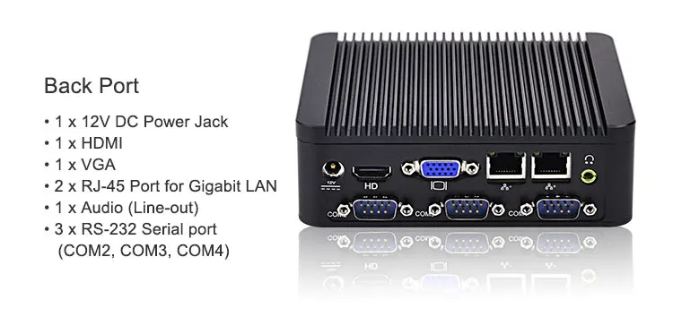  HD видео VGA 2 * lan 4 com порты 3 USB 0 1 USB3.0 mini itx корпус для компьютера без