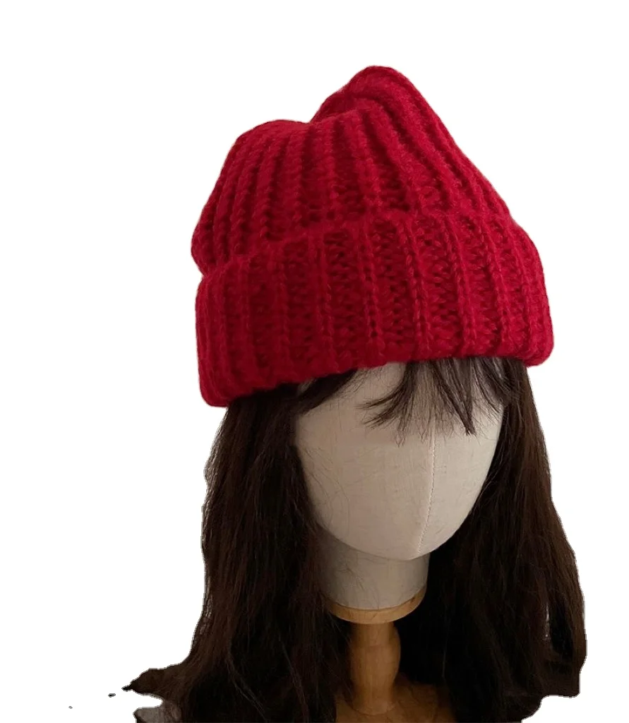 Wowei New Product Explosion Head girth Red knit hat Christmas party  Warm hat Outdoor hat can be worn to modify the face shape
