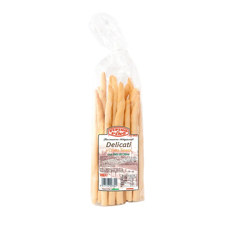 High Quality Made in Italy artisan breadsticks Delicati with tender crust with olive oil 150g For Export