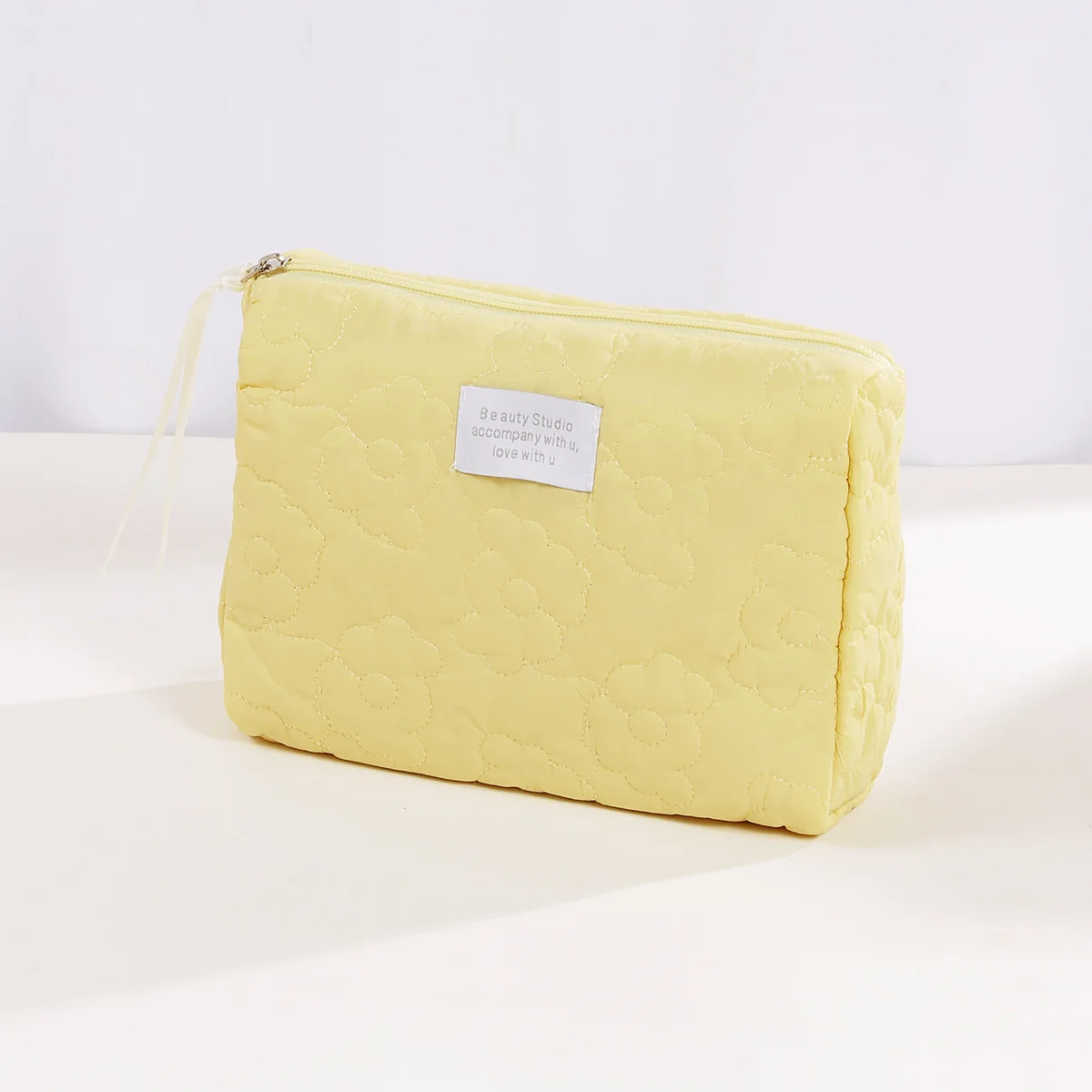 Wholesale Handmade Crochet Candy Color Flower Polyester Ruffle Cosmetic Bag Made In China