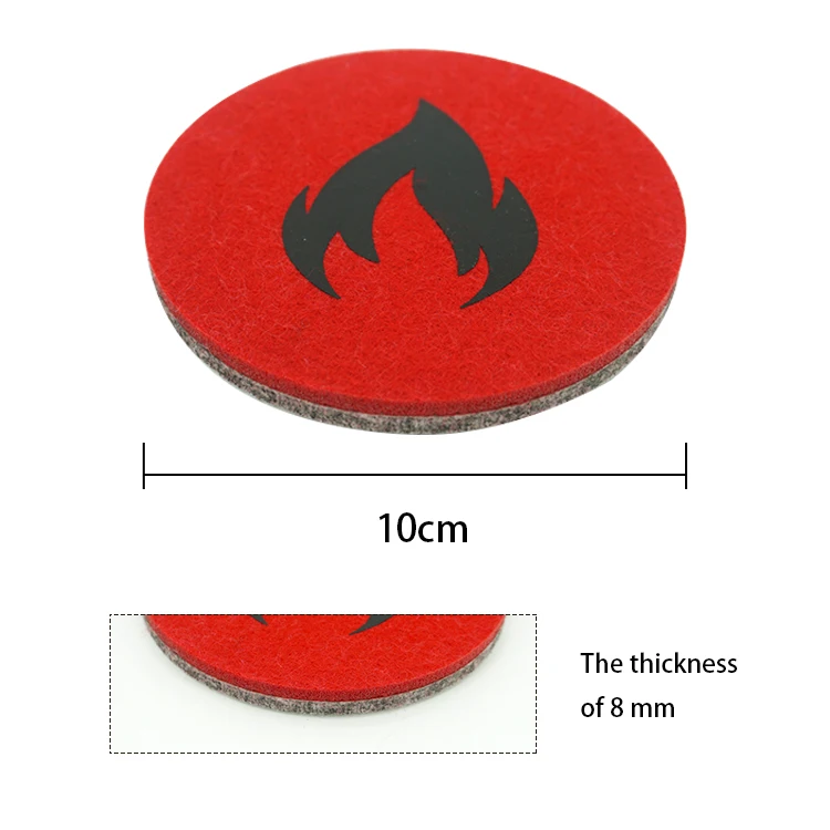Sublimation hand round mug mat 6piece felt drink coaster set for business
