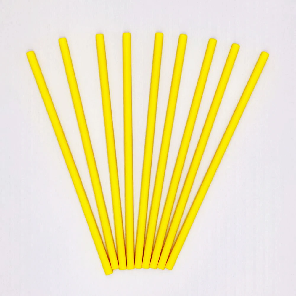 Одноразовые биоразлагаемые индивидуальные прямые однотонные бумажные соломинки желтого цвета для молока 6*200 мм