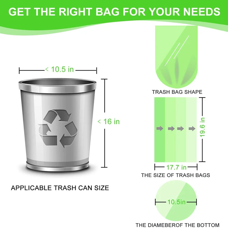 Wholesale Compostable Biodegrad Ecological Eco Friendly Degradable Garbage Rubbish Plastic 60 55 33 30 13 Gallon Trash Bag Roll