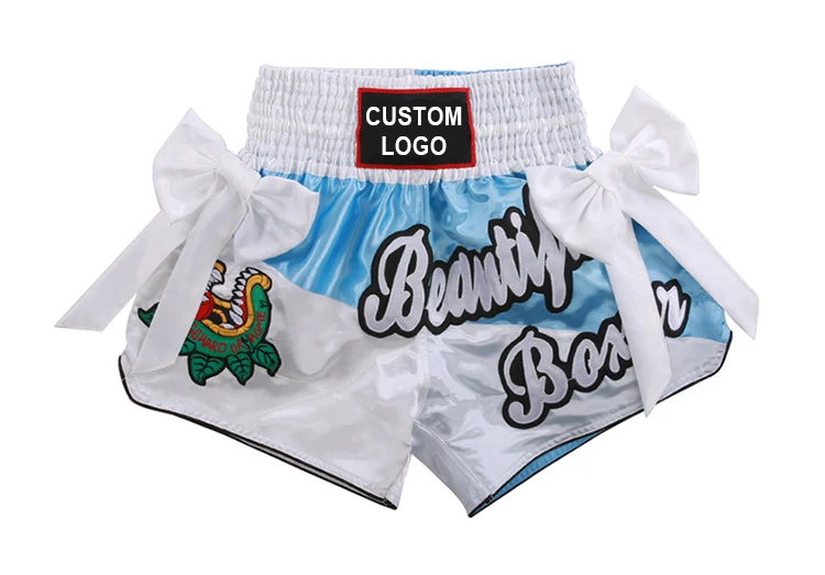 Factory Wholesale Custom Silk Boxing Shorts Stretchy Fight Mma Kick Boxing Muay Thai Shorts Martial Arts Fight Shorts
