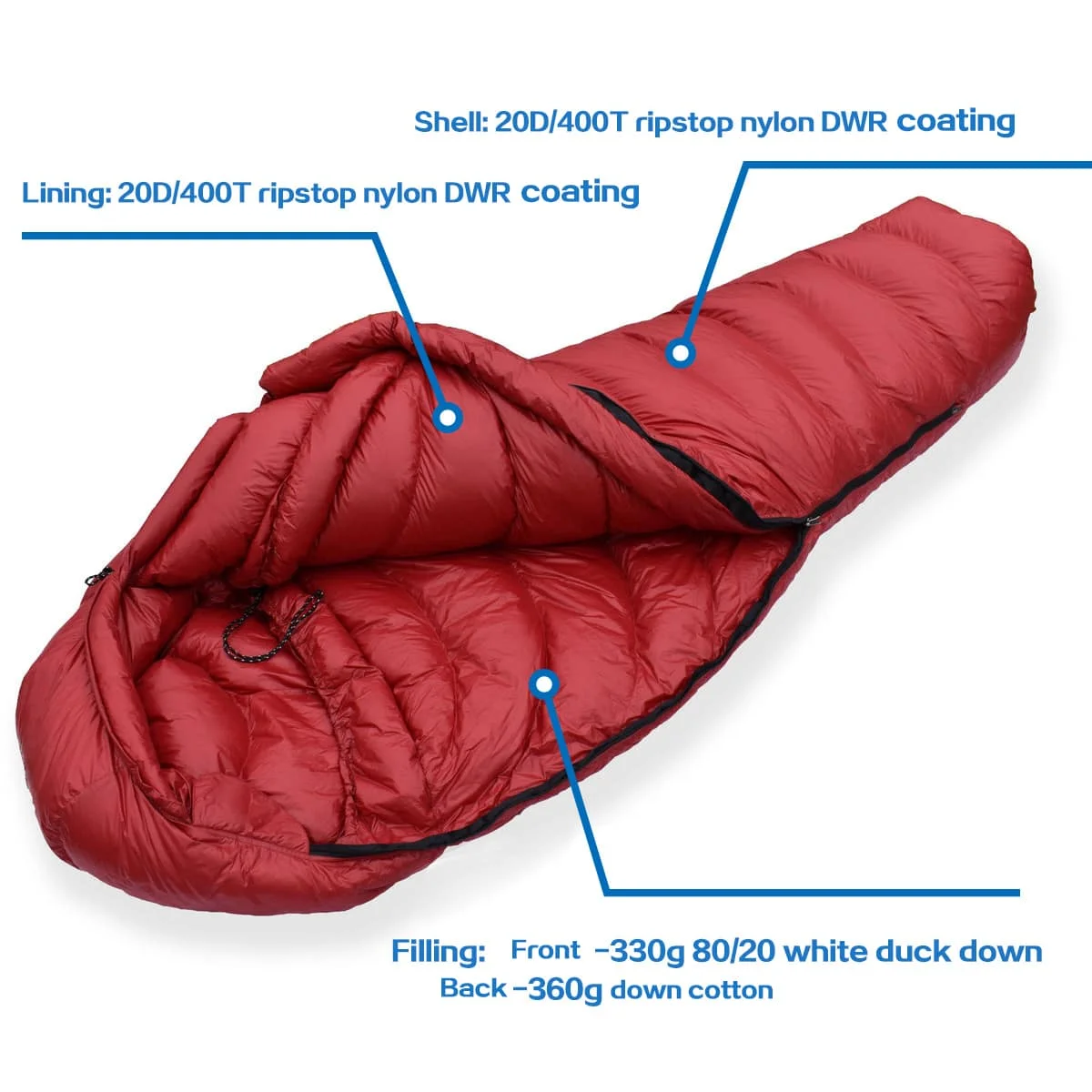 Wholesale Waterproof Winter Outdoor Camping Goose Down Ultralight Mummy Sleeping Bag For Cold Weather Camping Hiking