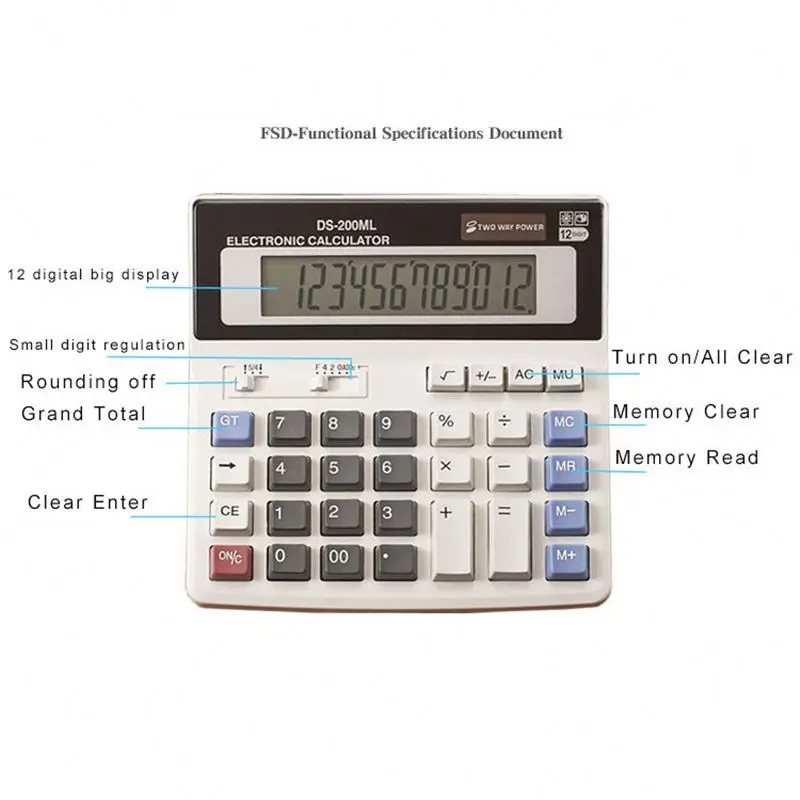 12 Digit Two Way Power Electronic Calculator G247