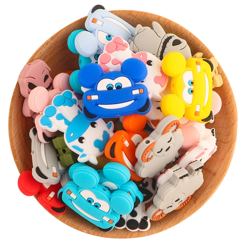 Xinghan Baby teething Printing Round Silicone beads Cartoon shape Food Grade DIY Pens Accessories Custom Silicone Loose Beads