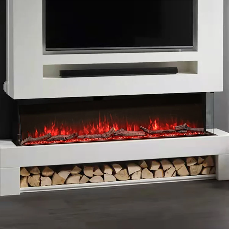 60 inch Wall Electric Fireplace Heaters 1500w 3D Simulation LED Flame Lights Indoor Decorative 3 Sided Electric Fire place