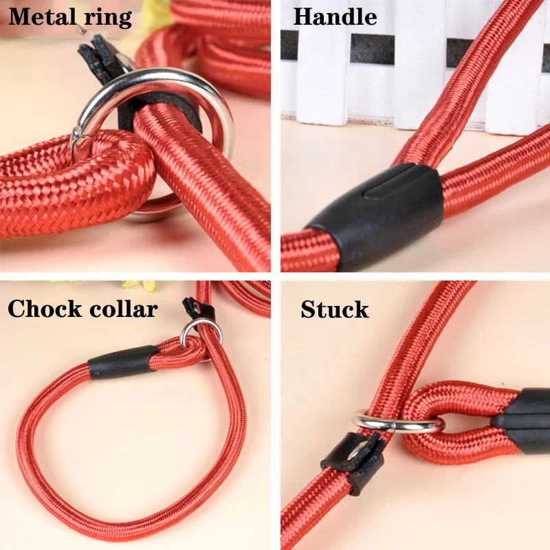 Manufacturers Free Sample custom pet P chock lead slip leash dog training rope dog leash