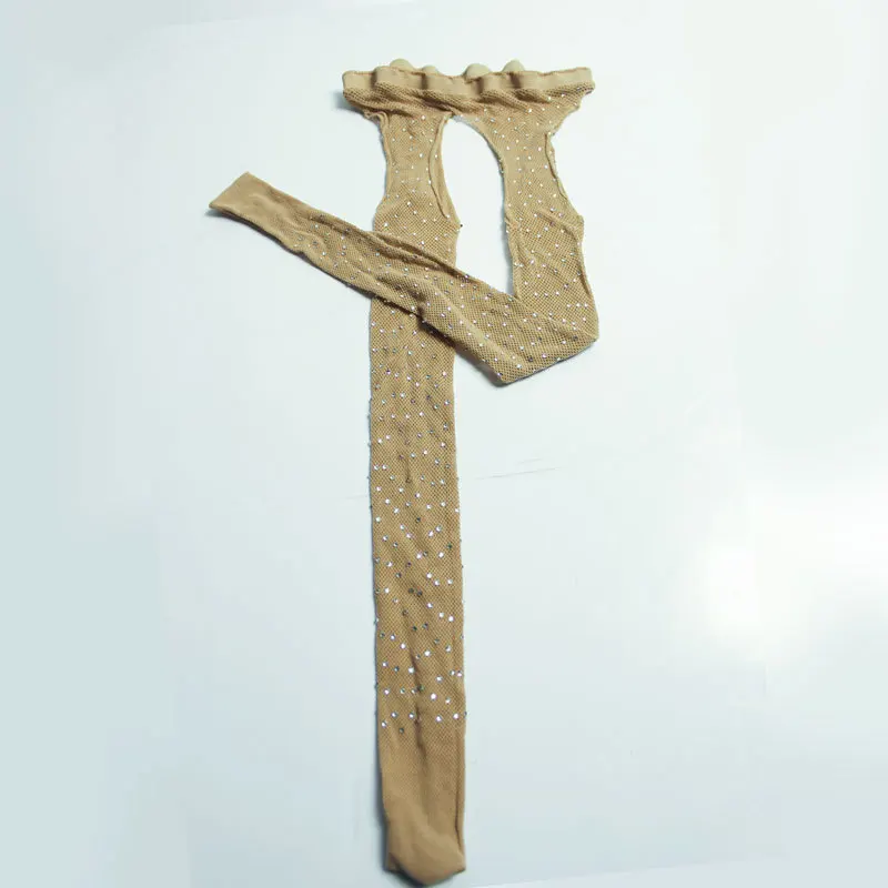 High-quality Women Fishnet Tights Shiny Rhinestone Spandex Mesh Pantyhose Open Crotch Hosiery Designer Sexy Stockings