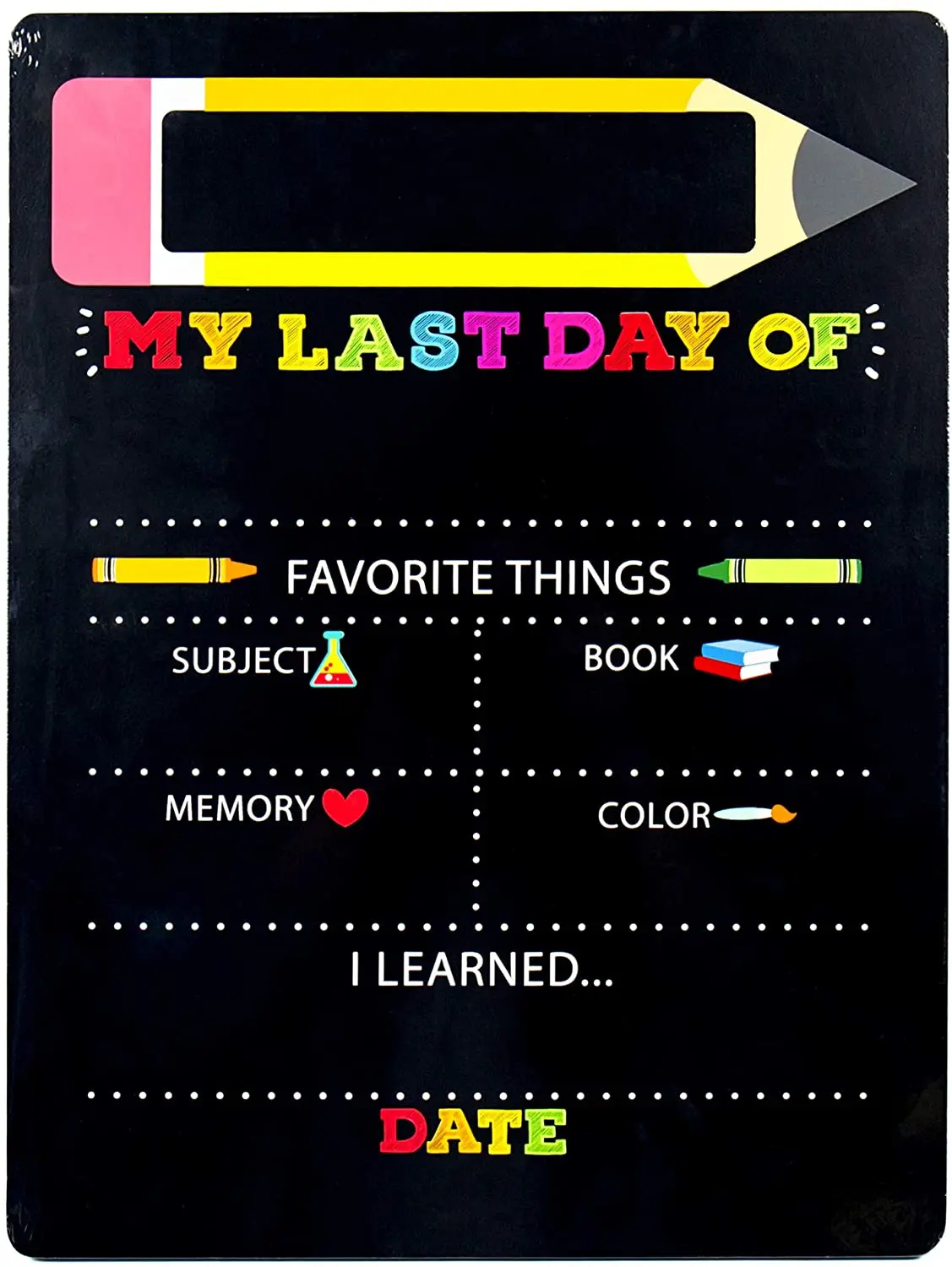 My First & Last Day of School Wooden Chalk Board, 12 X 16 Photo Prop Reusable Easy to Clean Chalkboard Sign