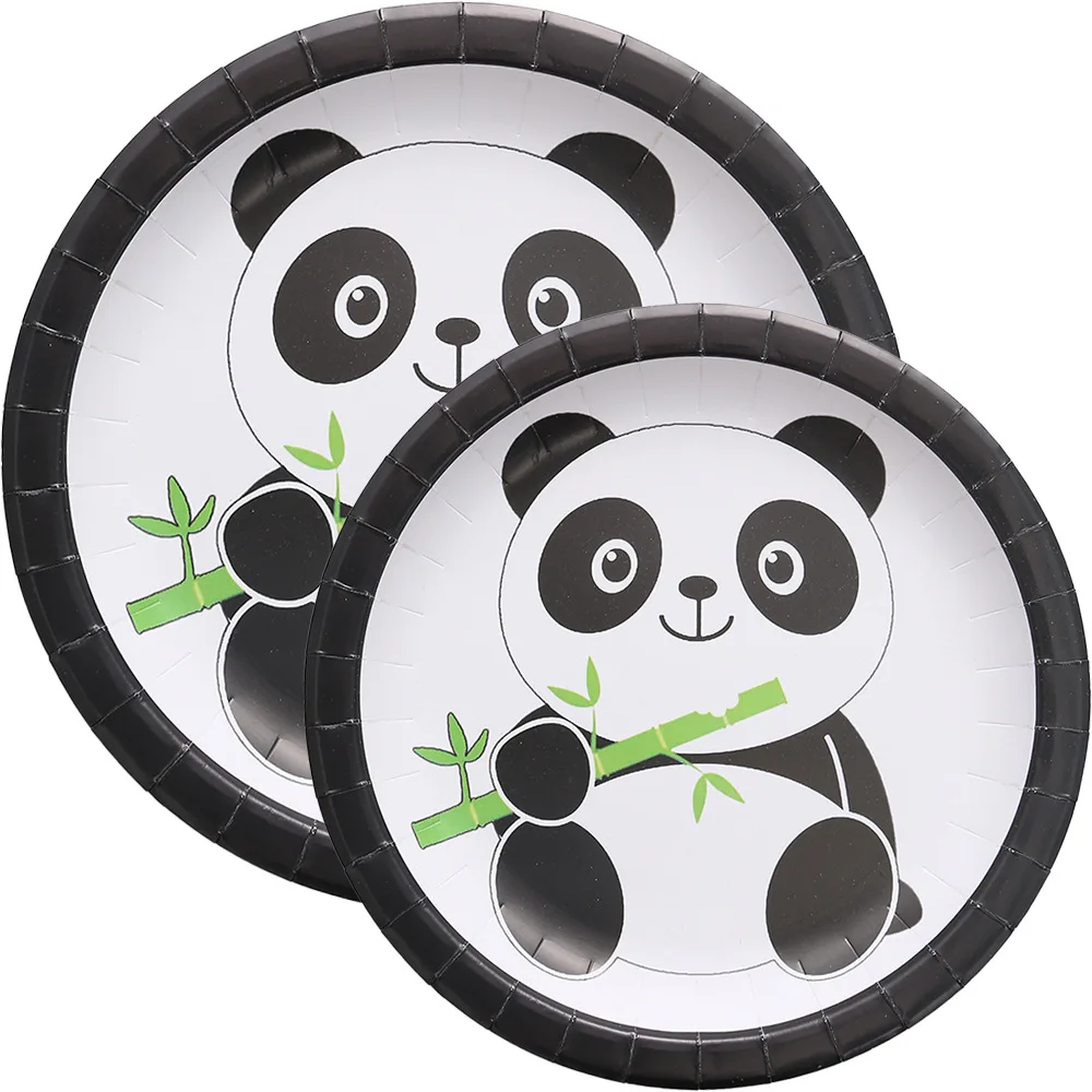 Palmy Panda Birthday Party Supplies Children Cartoon Paper Plate Decoration Disposable Straw Blowing Dragon Paper Cup Tableware
