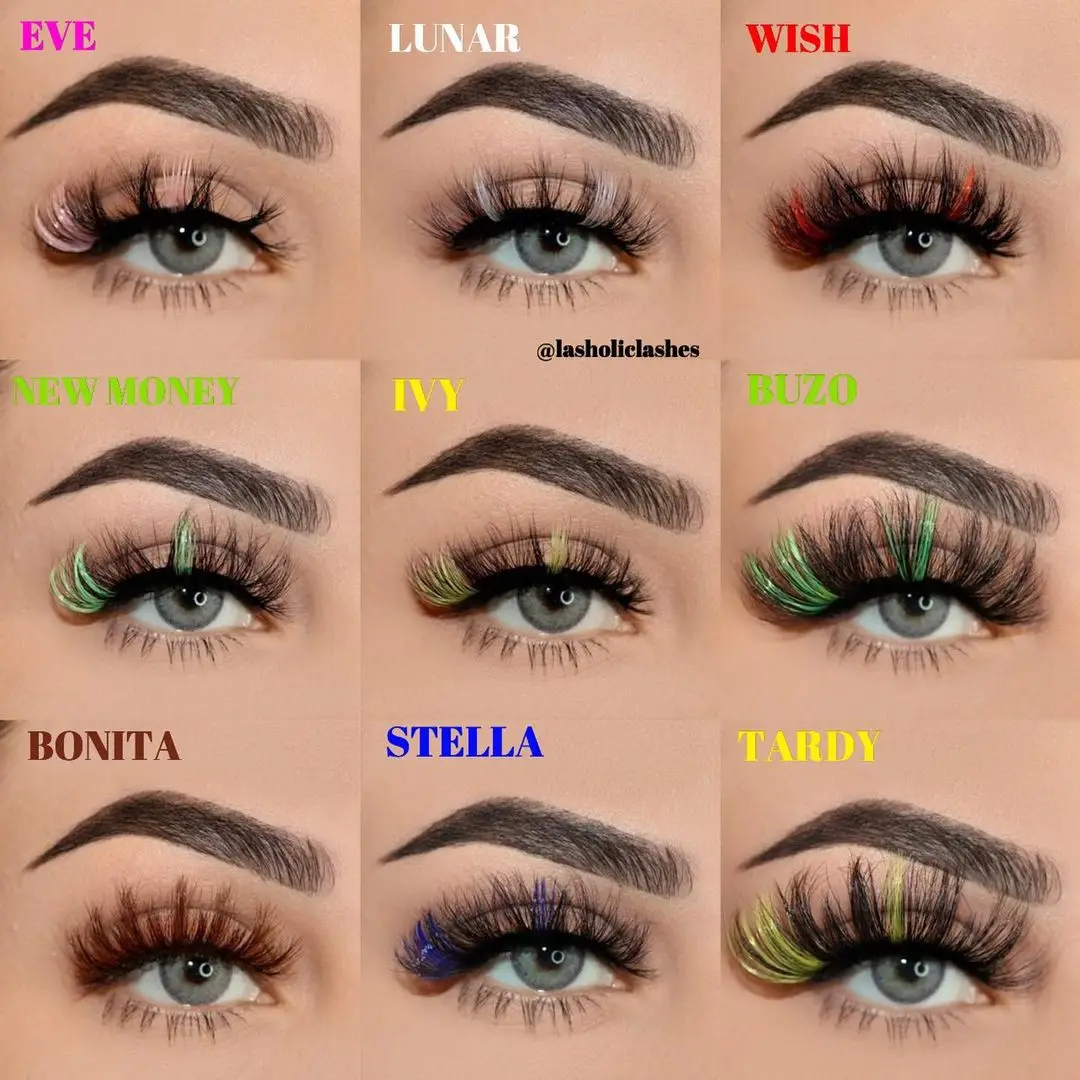 Wholesale faux mink strip lashes with glitter lash strips color 15mm 20mm glitter lashes strips color diamond eyelashes