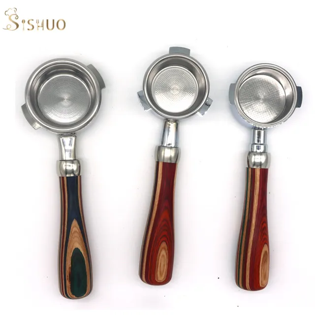 Espresso coffee machine portafilter 51/54/58mm Bottomless Wood Handle Coffee portafilter