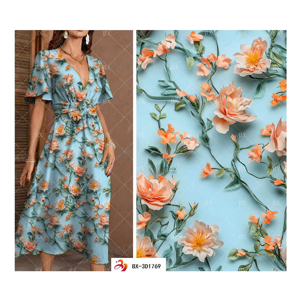 Tela chalis kain rayon motif tecido viscose 100% viscose tissu digital print rayon viscose fabric tela rayon fabric