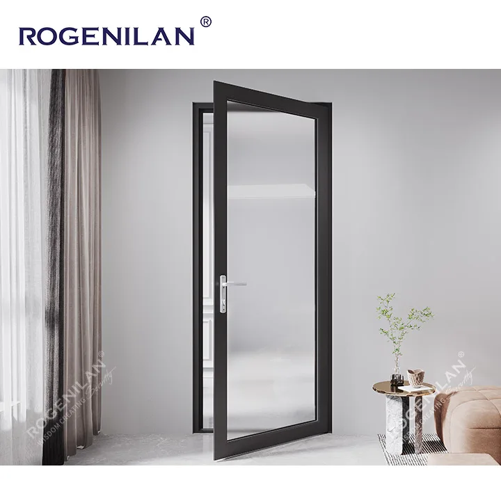 Foshan Cheap smoked glass interior doors white aluminum frame bathroom doors hotel interior french double swing door