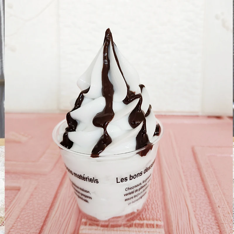 Different flavors of simulated sundae ice cream