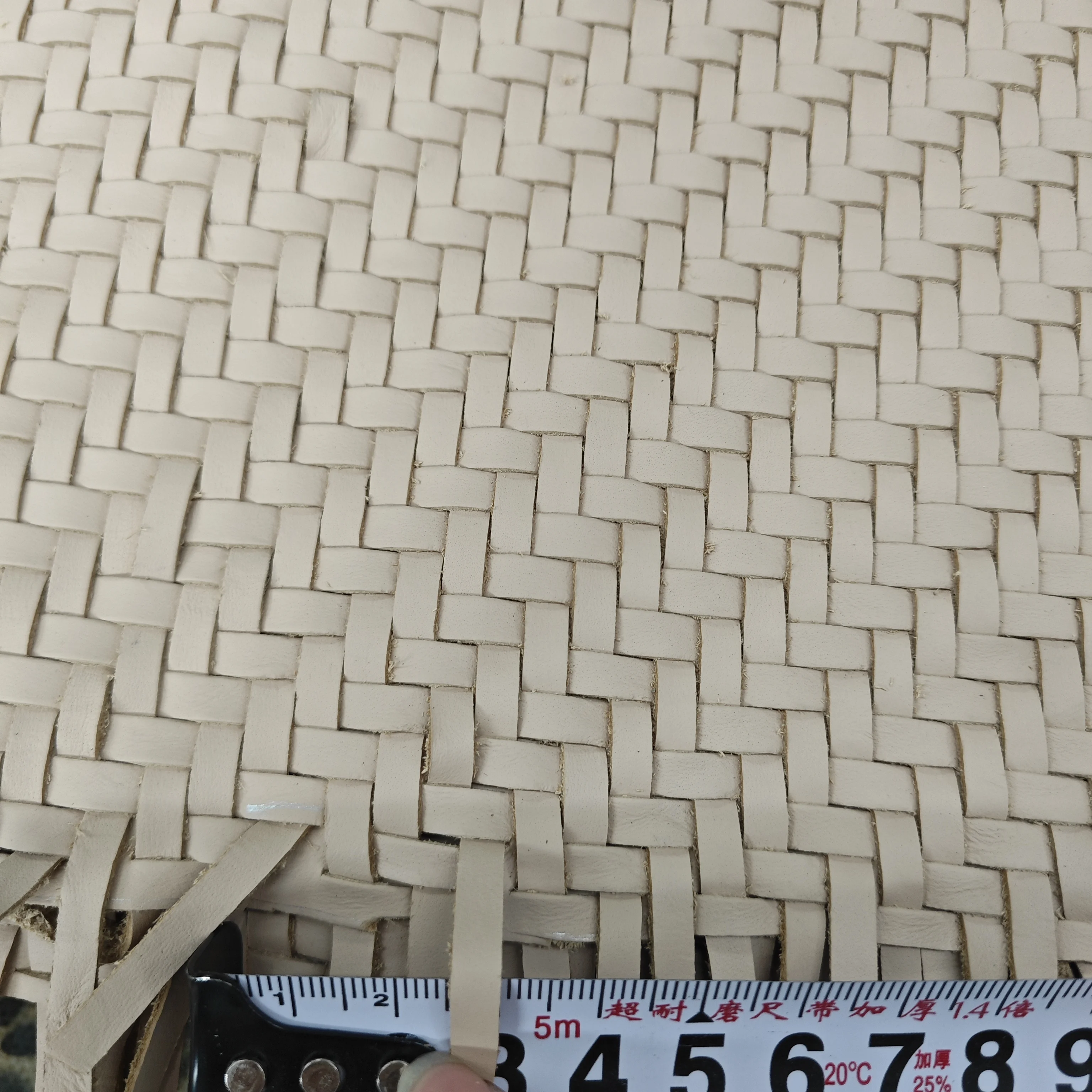 Garment braided cow leather fabric handmade woven first layer genuine cowhide